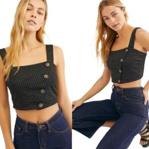 Free People This Is Love polka dot crop top S